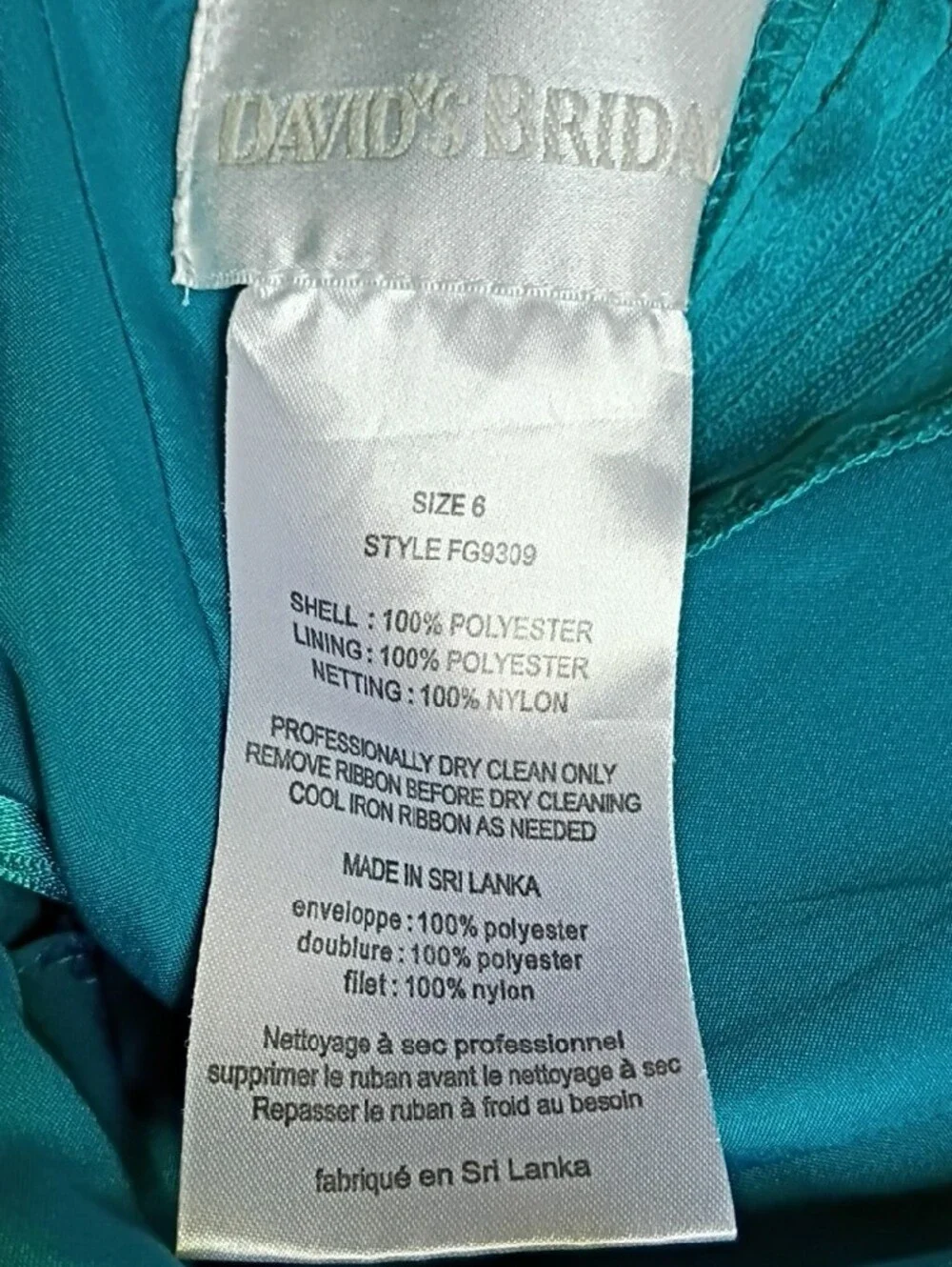 David's Bridal Teal Evening Kids  Dress - Picture 2 of 10